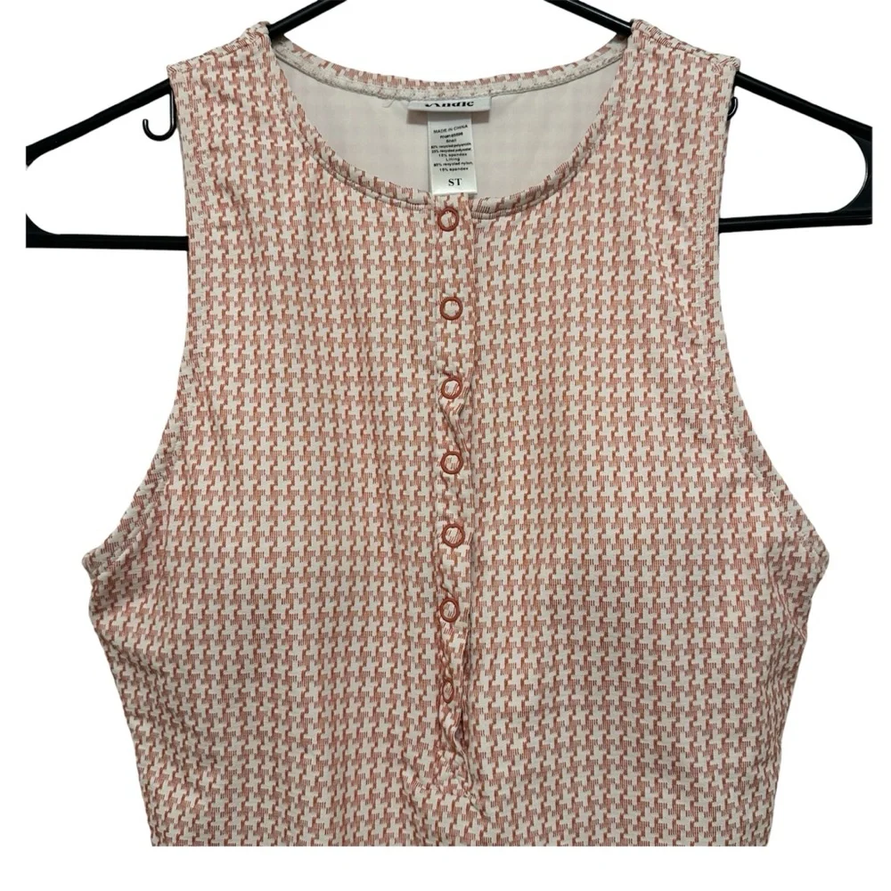 Andie Pink koi houndstooth Patterned the Malibu swimsuit size ST - Picture 2 of 4